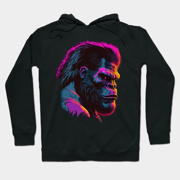 Synthwave Glitch Art Gorilla Hoodie by Brobocop